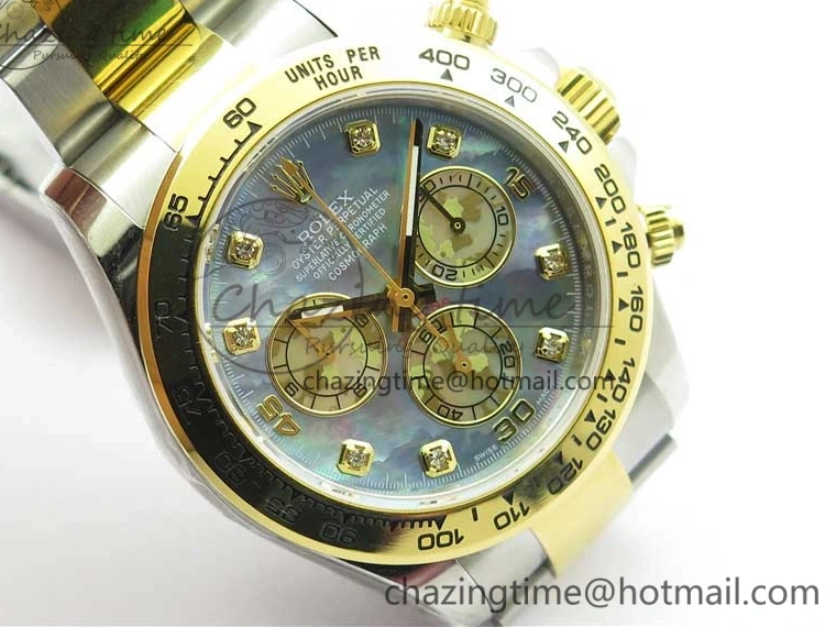 MiroTime 0520 Daytona 116520 SS YG UBF Best Edition Ice Blue MOP Crystal Markers Dial on SS YG Bracelet A Casual 2936